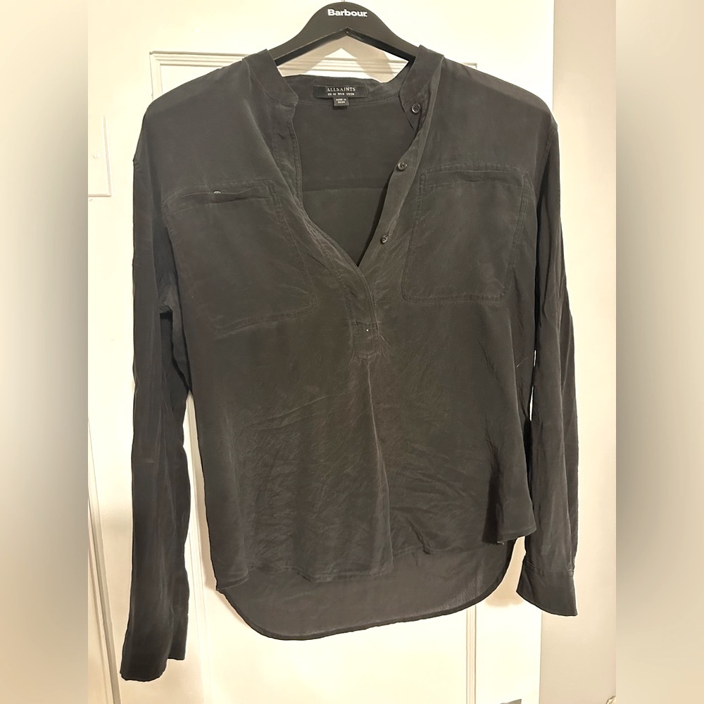All Saints Black Silk Blouse (6)
